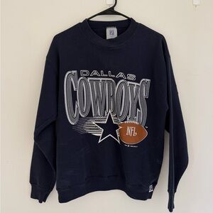 Vintage 90s Dallas Cowboys Logo 7 NFL Crewneck Sweatshirt Navy Medium